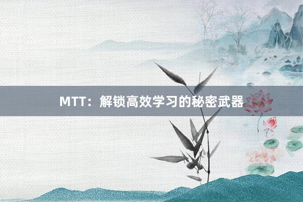 MTT：解锁高效学习的秘密武器