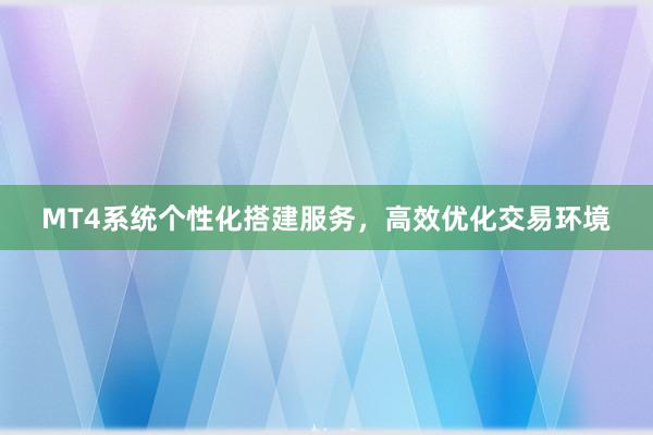 MT4系统个性化搭建服务，高效优化交易环境