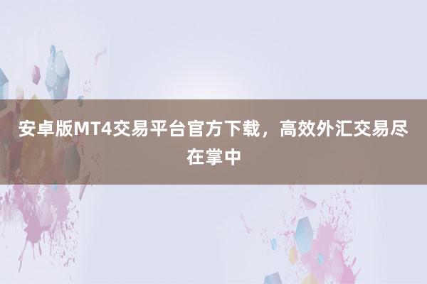 安卓版MT4交易平台官方下载，高效外汇交易尽在掌中