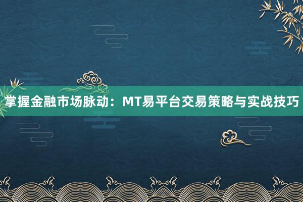 掌握金融市场脉动：MT易平台交易策略与实战技巧