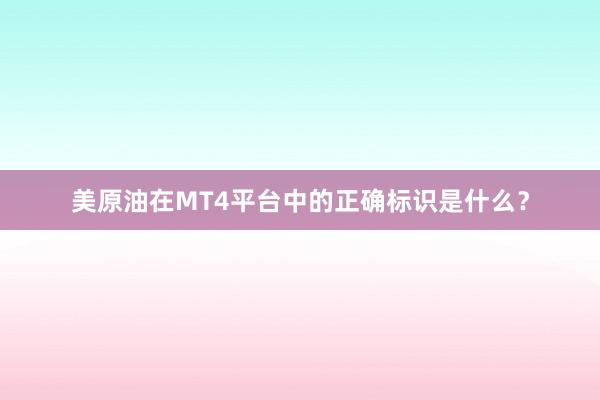 美原油在MT4平台中的正确标识是什么？