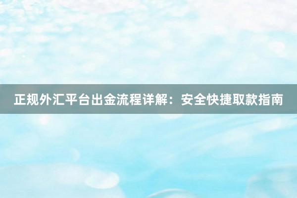 正规外汇平台出金流程详解：安全快捷取款指南