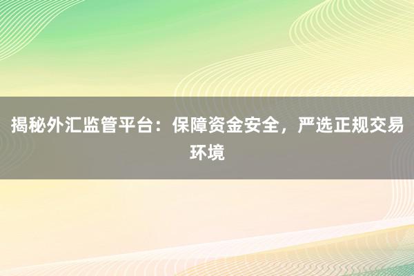 揭秘外汇监管平台：保障资金安全，严选正规交易环境