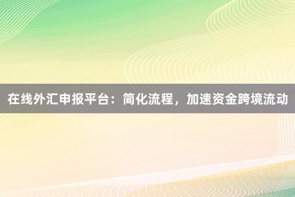 在线外汇申报平台：简化流程，加速资金跨境流动