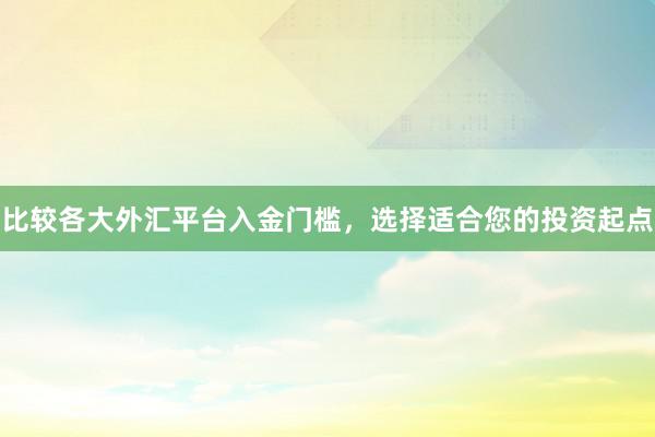 比较各大外汇平台入金门槛，选择适合您的投资起点