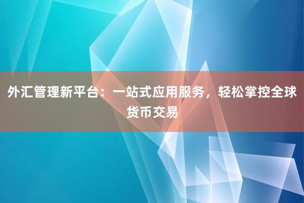 外汇管理新平台：一站式应用服务，轻松掌控全球货币交易