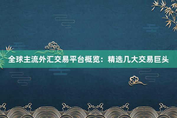 全球主流外汇交易平台概览：精选几大交易巨头